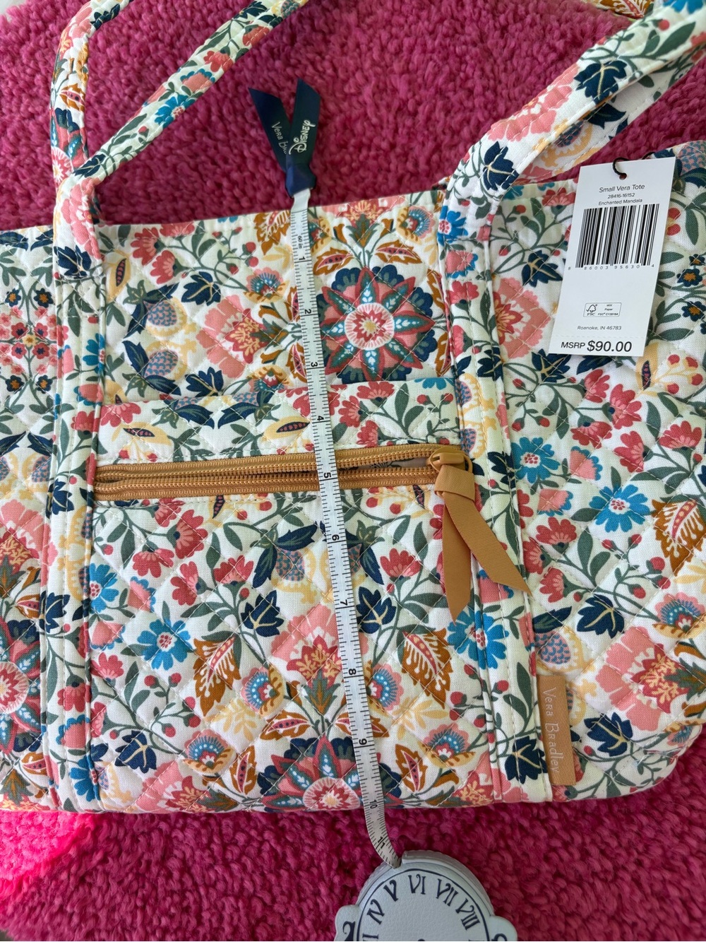 Vera Bradley Enchanted Mandala Small Tote, Quilted Floral Tote in Cream NEW